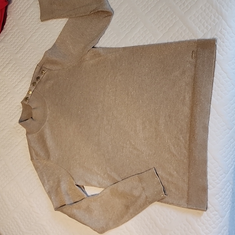 Calvin Klein Mock NeckSweater, Gold With Metallic Thread, Size Medium, Like New!